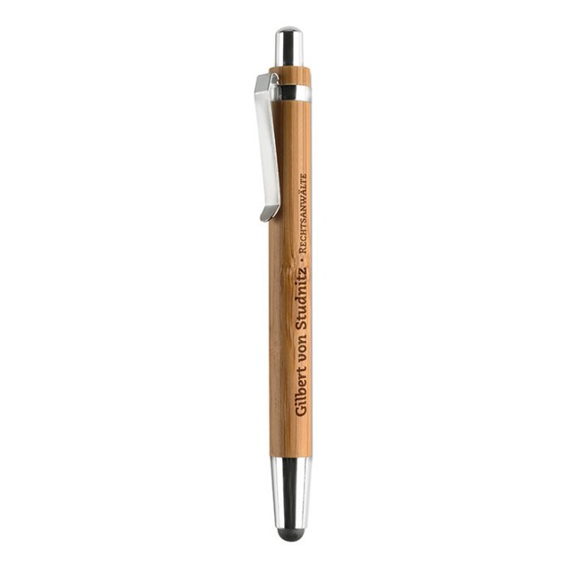 Bolígrafo de bambú personalizado con touchpad