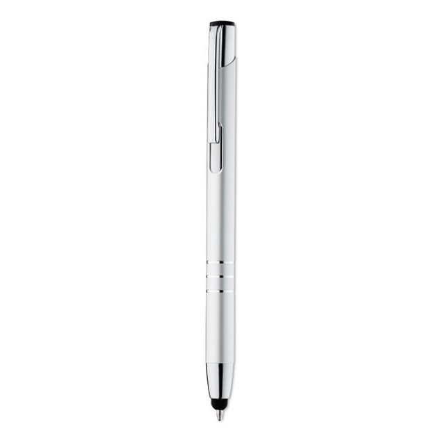 Bolígrafo elegante de aluminio con lineas decorativas          